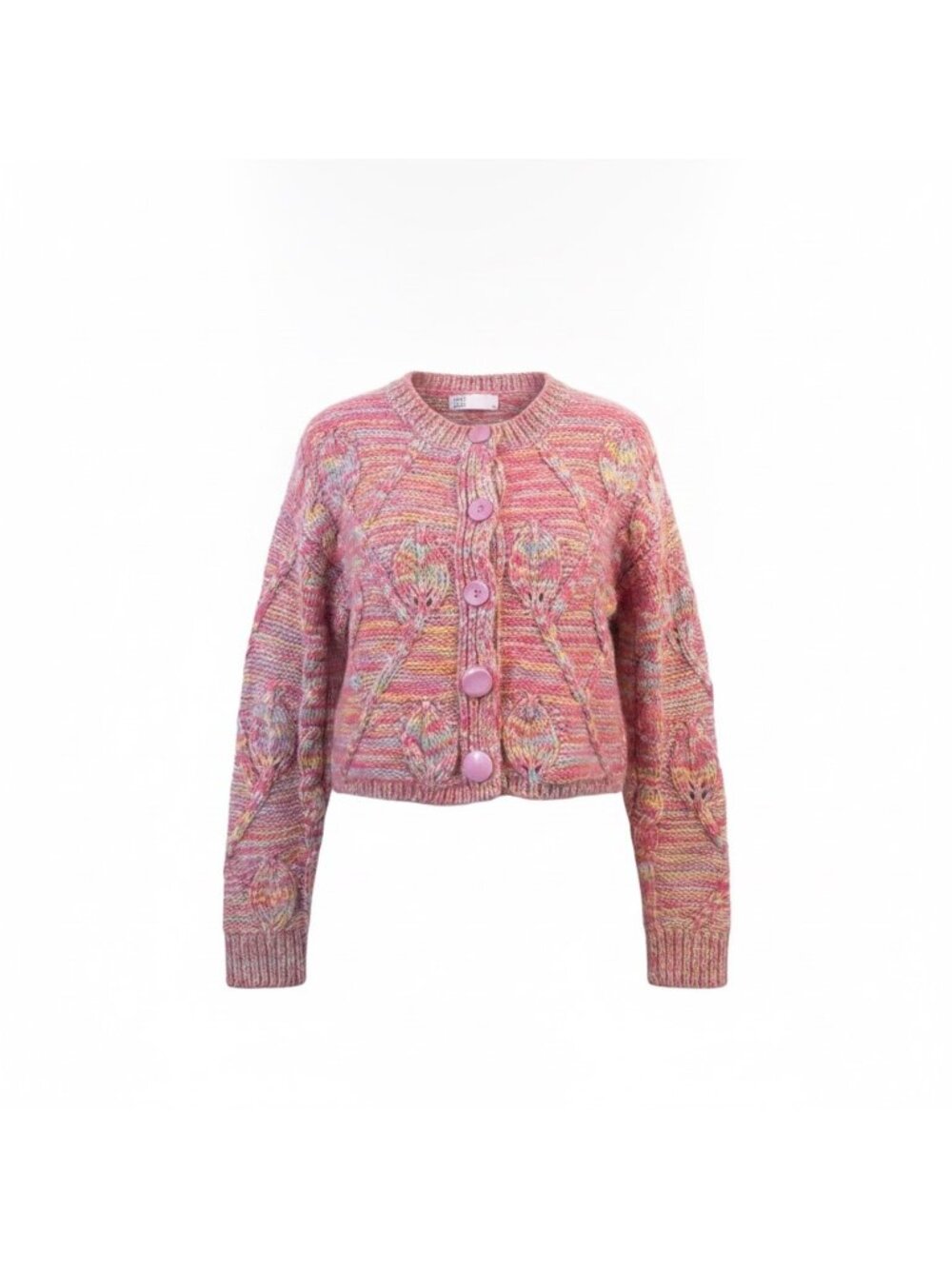 Style Tang Womens Multicolor Knit Cardigan Sweater Button Front Long Sleeve Sz S